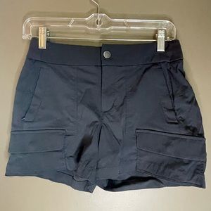 Black Athleta cargo shorts, size 2 with a stretchy waist band
